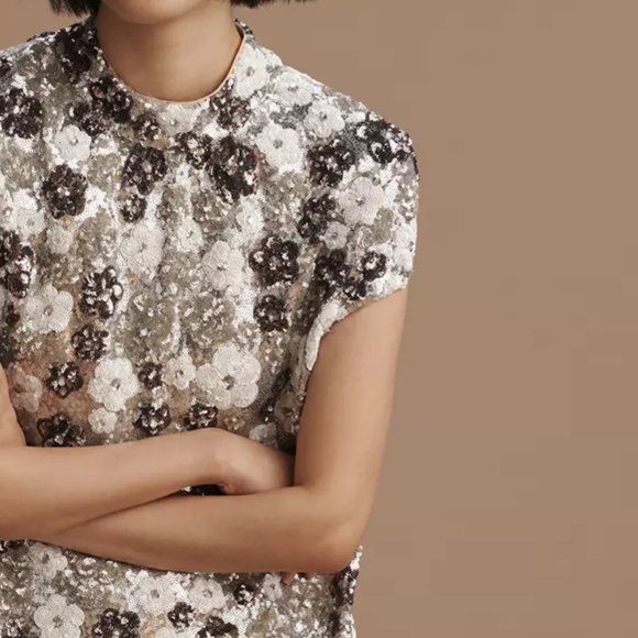 HTF By Anthropologie Mock-Neck Sequin Mini Dress - Picture 4 of 6